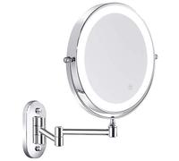 Swiixxer Wall Mounted Vanity Bathroom Bath Makeup Mirror with LED Swivel Folding Lighted 1X/5X Magnification Cosmetic Mirror