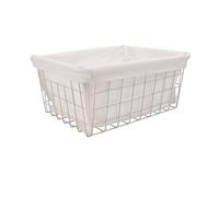 Swiixxer Wire Basket with Liner Iron Storage Basket Fabric Storage Basket 1 Pack Wire Baskets for Storage, Basket Organizer Storage Bin for Kitchen Cabinets B