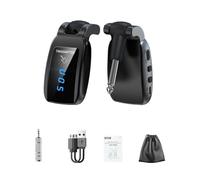 Swiixxer Wireless Guitar System Rechargeable LED Screen UHF Wireless Guitar Transmitter Receiver for Electric Guitar Black