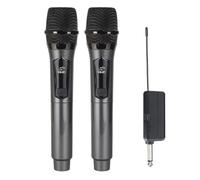 Swiixxer Wireless Microphone 2 Channels UHF Fixed Frequency Handheld Mic Micphone for Professional Show Meeting