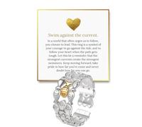 Swim Against the Current Ring, Adjustable Tarnish-Free Hope Ring Chunky Fish Design rings, Unique Inspirational Hope Jewelry Gift for Women Best Friend Sister, Copper, No Gemstone