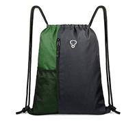 Swim Bag Drawstring PE Bag for Teens, Drawstring Gym Backpack Mens Large Travel Beach Bag with Zipper and Mesh Pockets String Sport Bag for Boys Girls Unisex Green