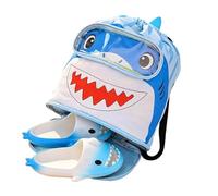 Swim Bag for Kids - Shark Drawstring Backpack with Shoe Compartment - Swim Gear Bag,for Pool Beach Summer Camp Water Bottles Sunscreen Toys Clothes