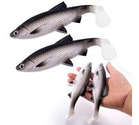 swim bait ，2-Pack Fishing Swimbait Soft Plastic Lures Saltwater, 6.1IN Texas Rig Paddle Tail Swim Baits Freshwater, Sinking Paddle Tail Soft Lure Bait for Pike Musky Bass (Black and White)