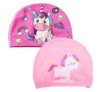 Swim Cap for Kids Waterproof, 2 Pieces Kids Swimming Cap Set, Unisex Swimming Bathing Caps, Comfortable Large Baby Waterproof Polyester Cartoon Swim Caps,for Children, teenager