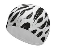 Swim Cap for Women Men Black Feather Float Non-Slip Long Hair Swimming Hat Waterproof Bathing Cap