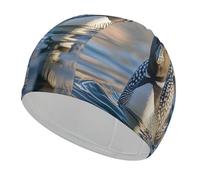 Swim Cap for Women Men Loon Birds Non-Slip Long Hair Swimming Hat Waterproof Bathing Cap