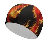 Swim Cap for Women Men Phoenix Flame Non-Slip Long Hair Swimming Hat Waterproof Bathing Cap