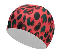 Swim Cap for Women Men Red Leopard Pattern Non-Slip Long Hair Swimming Hat Waterproof Bathing Cap