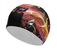 Swim Cap for Women Men Swimming Cap High Elastic Bathing Cap Rainbow Musical Note Melody Swimming Hats for Long Short Hair