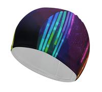 Swim Cap for Women Men Swimming Cap High Elastic Bathing Cap Rainbow Neon Swimming Hats for Long Short Hair