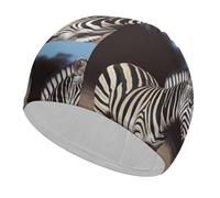 Swim Cap Hat Fabric Animal Zebra Swimming Cap for Short Long Hair to Keep Hair Dry, Waterproof Bathing Caps for Women Men, Stretchable Comfortable Shower Caps Non-Slip Pool Hat