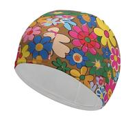 Swim Cap Hat Fabric Bright Flower Style Swimming Cap for Short Long Hair to Keep Hair Dry, Waterproof Bathing Caps for Women Men, Stretchable Comfortable Shower Caps Non-Slip Pool Hat