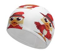 Swim Cap Hat Fabric Chicken Wearing Hat Swimming Cap for Short Long Hair to Keep Hair Dry, Waterproof Bathing Caps for Women Men, Stretchable Comfortable Shower Caps Non-Slip Pool Hat
