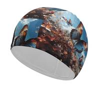 Swim Cap Hat Fabric Colorful Butterflies Flying in The Swimming Cap for Short Long Hair to Keep Hair Dry, Waterproof Bathing Caps for Women Men, Stretchable Comfortable Shower Caps Non-Slip Pool Hat