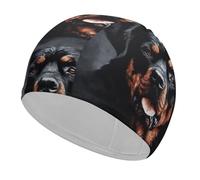 Swim Cap Hat Fabric Cool Rottweiler Dog Art Swimming Cap for Short Long Hair to Keep Hair Dry, Waterproof Bathing Caps for Women Men, Stretchable Comfortable Shower Caps Non-Slip Pool Hat