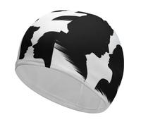 Swim Cap Hat Fabric Couple Face Silhouette Swimming Cap for Short Long Hair to Keep Hair Dry, Waterproof Bathing Caps for Women Men, Stretchable Comfortable Shower Caps Non-Slip Pool Hat