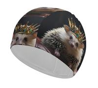 Swim Cap Hat Fabric Crown with Hedgehog Swimming Cap for Short Long Hair to Keep Hair Dry, Waterproof Bathing Caps for Women Men, Stretchable Comfortable Shower Caps Non-Slip Pool Hat