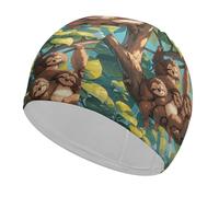 Swim Cap Hat Fabric Cute Sloth Swimming Cap for Short Long Hair to Keep Hair Dry, Waterproof Bathing Caps for Women Men, Stretchable Comfortable Shower Caps Non-Slip Pool Hat