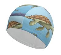 Swim Cap Hat Fabric Finding Sea Turtles Swimming Cap for Short Long Hair to Keep Hair Dry, Waterproof Bathing Caps for Women Men, Stretchable Comfortable Shower Caps Non-Slip Pool Hat