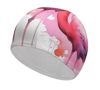 Swim Cap Hat Fabric Flamingo Watercolor Swimming Cap for Short Long Hair to Keep Hair Dry, Waterproof Bathing Caps for Women Men, Stretchable Comfortable Shower Caps Non-Slip Pool Hat