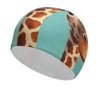 Swim Cap Hat Fabric Funny Giraffe Art Swimming Cap for Short Long Hair to Keep Hair Dry, Waterproof Bathing Caps for Women Men, Stretchable Comfortable Shower Caps Non-Slip Pool Hat