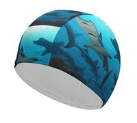 Swim Cap Hat Fabric Hammerhead Sharks Swimming Cap for Short Long Hair to Keep Hair Dry, Waterproof Bathing Caps for Women Men, Stretchable Comfortable Shower Caps Non-Slip Pool Hat