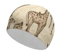 Swim Cap Hat Fabric Hand Drawn Giraffes Swimming Cap for Short Long Hair to Keep Hair Dry, Waterproof Bathing Caps for Women Men, Stretchable Comfortable Shower Caps Non-Slip Pool Hat
