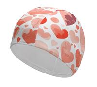 Swim Cap Hat Fabric Hand Drawn Heart Swimming Cap for Short Long Hair to Keep Hair Dry, Waterproof Bathing Caps for Women Men, Stretchable Comfortable Shower Caps Non-Slip Pool Hat