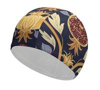 Swim Cap Hat Fabric Hand Drawn Pomegranate Swimming Cap for Short Long Hair to Keep Hair Dry, Waterproof Bathing Caps for Women Men, Stretchable Comfortable Shower Caps Non-Slip Pool Hat