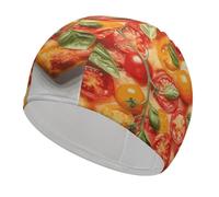 Swim Cap Hat Fabric Heart Shaped Pizza Swimming Cap for Short Long Hair to Keep Hair Dry, Waterproof Bathing Caps for Women Men, Stretchable Comfortable Shower Caps Non-Slip Pool Hat