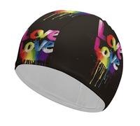 Swim Cap Hat Fabric Love is Love Swimming Cap for Short Long Hair to Keep Hair Dry, Waterproof Bathing Caps for Women Men, Stretchable Comfortable Shower Caps Non-Slip Pool Hat