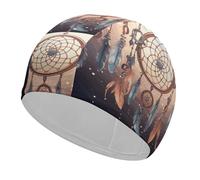 Swim Cap Hat Fabric Native American Dream Catcher Swimming Cap for Short Long Hair to Keep Hair Dry, Waterproof Bathing Caps for Women Men, Stretchable Comfortable Shower Caps Non-Slip Pool Hat