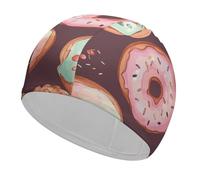 Swim Cap Hat Fabric Pretty Donuts Swimming Cap for Short Long Hair to Keep Hair Dry, Waterproof Bathing Caps for Women Men, Stretchable Comfortable Shower Caps Non-Slip Pool Hat