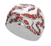Swim Cap Hat Fabric Red and White Snake Swimming Cap for Short Long Hair to Keep Hair Dry, Waterproof Bathing Caps for Women Men, Stretchable Comfortable Shower Caps Non-Slip Pool Hat