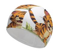 Swim Cap Hat Fabric Spotted Tiger Swimming Cap for Short Long Hair to Keep Hair Dry, Waterproof Bathing Caps for Women Men, Stretchable Comfortable Shower Caps Non-Slip Pool Hat