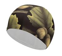 Swim Cap Hat Fabric Two Acorns Swimming Cap for Short Long Hair to Keep Hair Dry, Waterproof Bathing Caps for Women Men, Stretchable Comfortable Shower Caps Non-Slip Pool Hat
