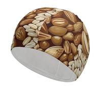 Swim Cap Hat Fabric Various Nut Patterns Swimming Cap for Short Long Hair to Keep Hair Dry, Waterproof Bathing Caps for Women Men, Stretchable Comfortable Shower Caps Non-Slip Pool Hat