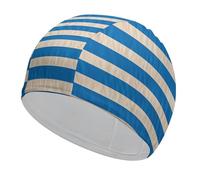 Swim Cap Hat Fabric White and Blue Stripes Swimming Cap for Short Long Hair to Keep Hair Dry, Waterproof Bathing Caps for Women Men, Stretchable Comfortable Shower Caps Non-Slip Pool Hat