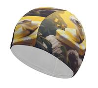 Swim Cap Hat Fabric Yellow and White Python Swimming Cap for Short Long Hair to Keep Hair Dry, Waterproof Bathing Caps for Women Men, Stretchable Comfortable Shower Caps Non-Slip Pool Hat
