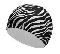 Swim Cap Hat Fabric Zebra Print Swimming Cap for Short Long Hair to Keep Hair Dry, Waterproof Bathing Caps for Women Men, Stretchable Comfortable Shower Caps Non-Slip Pool Hat