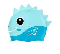 Swim Cap Swimming Caps Cute Cartoon Dinosaur Kids Boys Girls Cap Soft Silicone High Elastic Waterproof Children(Light Blue L)