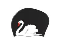 Swim Cap, Women's Swimming Cap Silicone Elastic Long Hair Ear Cover Waterproof Swan Print Multicolor(For Long Hair a)