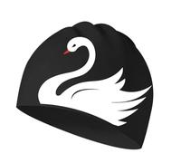Swim Cap, Women's Swimming Cap Silicone Elastic Long Hair Ear Cover Waterproof Swan Print Multicolor(No.6)