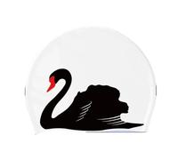 Swim Cap, Women's Swimming Cap Silicone Elastic Long Hair Ear Cover Waterproof Swan Print Multicolor(No.2)