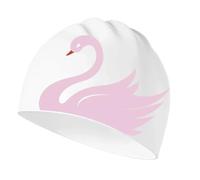 Swim Cap, Women's Swimming Cap Silicone Elastic Long Hair Ear Cover Waterproof Swan Print Multicolor(No.8)