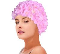 Swim Caps for Women - Cute 3D Flower Petal Design, Handmade Floral Petal Swim Cap, Hat | Retro Bathing Cap for Long And Short Hair