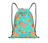 Swim Capybaras Orange Cinch Sack Pack Lightweight String Backpack Durable String Bag For Hiking Women Outdoor 36X42Cm
