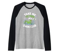 Swim Club Alien Swimmer UFO Swimming Team Abduction Raglan Baseball Tee