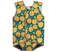 Swim Cosy Baby/Toddler Wetsuit Vest with UPF50 - Neoprene Wrap around design for Boys/Girls 0-3 years - Unicorns, Dinosaurs, Ducks (Orange Splash, SMALL 0-6 Months)